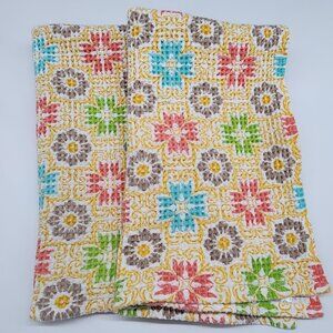 Waffle Weave Dish Towels 100% Cotton Floral Pattern For Kitchen Colorful